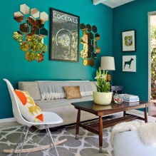 עיצוב הסלון בצבע טורקיז: 55 הרעיונות והיישומים הטובים ביותר בפנים -9