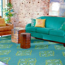 Gestaltung des Wohnzimmers in türkisfarbener Farbe: 55 beste Ideen und Umsetzungen im Innenraum-11