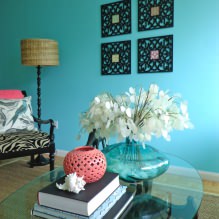 Dizajn obývacej izby v tyrkysovej farbe: 55 najlepších nápadov a implementácií v interiéri-4
