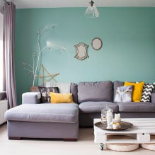 Design obývacího pokoje v tyrkysové barvě: 55 nejlepších nápadů a implementací v interiéru-6