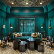 Design de sala de estar na cor turquesa: 55 melhores idéias e implementações no interior-1