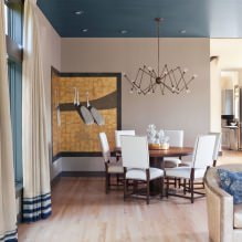 Modrý strop v interiéru: designové prvky, typy, kombinace, design, foto-6