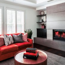 Canapé rouge à l'intérieur: types, design, combinaison avec papier peint et rideaux-15