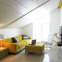 Sofa kuning di pedalaman: jenis, bentuk, bahan upholsteri, reka bentuk, warna, gabungan-5
