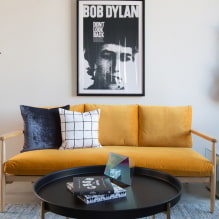 Dzeltens dīvāns interjerā: veidi, formas, apdares materiāli, dizains, toņi, kombinācijas-6