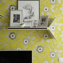 Giấy dán tường màu vàng trong nội thất: các loại, thiết kế, kết hợp, lựa chọn rèm cửa và phong cách-1