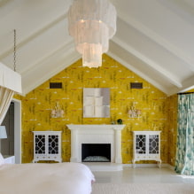 Paper pintat groc a l’interior: tipus, disseny, combinacions, elecció de cortines i estil-2