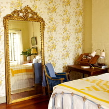 Paper pintat groc a l’interior: tipus, disseny, combinacions, elecció de cortines i estil-4