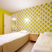 Giấy dán tường màu vàng trong nội thất: các loại, thiết kế, kết hợp, lựa chọn rèm cửa và phong cách-13