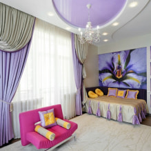 Rideaux violets à l'intérieur - caractéristiques de conception et combinaisons de couleurs-11