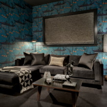 Blaue Tapeten: Kombinationen, Design, Auswahl der Vorhänge, Stil und Möbel, 80 Fotos im Innenraum -8