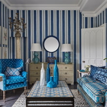 Blå tapet: kombinationer, design, valg af gardiner, stil og møbler, 80 fotos i det indre -10