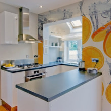 Wanddekoration der Küche mit abwaschbarer Tapete: 59 moderne Fotos und Ideen-8