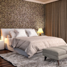 Hnedá tapeta v interiéri: typy, dizajn, kombinácia s inými farbami, záclony, nábytok-0