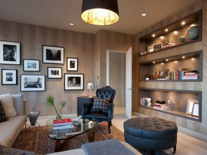 Braune Tapete im Innenraum: Ansichten, Design, Kombination mit anderen Farben, Vorhänge, Möbel