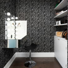 Siyah duvar kağıtları: görünümler, çizimler, tasarım, kombinasyon, perde ile kombinasyon, mobilya-1
