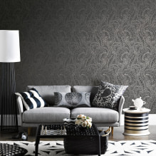 Черен тапет: изгледи, рисунки, дизайн, комбинация, комбинация със завеси, мебели-2