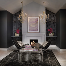 Черен тапет: изгледи, рисунки, дизайн, комбинация, комбинация със завеси, мебели-6