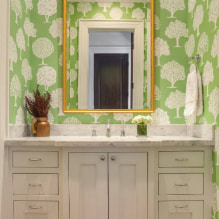 Hellgrüne Tapeten im Innenraum: Ansichten, Designideen, Kombination mit anderen Farben, Vorhänge, Möbel-0