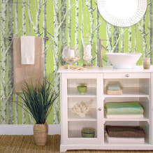 Papéis de parede verdes claros no interior: vistas, idéias de design, combinação com outras cores, cortinas, móveis-4
