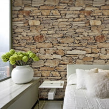 Kertas dinding batu moden: ciri, jenis, reka bentuk, warna, foto-0