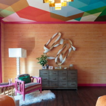 Tapetai ant lubų: vaizdai, dizaino idėjos ir brėžiniai, spalva, kaip klijuoti lubų tapetus-4
