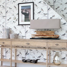Design de papel de parede com papel de parede de pássaros: 59 fotos e idéias modernas-1
