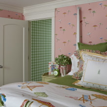 Rožiniai tapetai interjere: tipai, dizaino idėjos, atspalviai, derinys su kitomis spalvomis-4