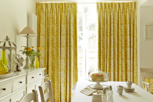 Rideaux jaunes à l'intérieur: types, tissus, couleur, design, décoration, combinaison avec la couleur du papier peint