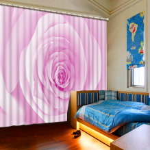 Vorhänge mit 3D-Effekt: Typen, Design, Beispiele im Inneren der Küche, Kinderzimmer, Badezimmer, Wohnzimmer und Schlafzimmer-6
