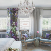 Curtains with flowers: types, large and small flowers, decor, combination, photo in the interior-8