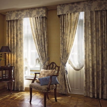 Design ideas for lambrequins for the hall: views, drawings, shape, material and combinations with curtains-4