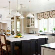 Kitchen with lambrequins on the windows: types, forms of drapery, materials, design, color-3