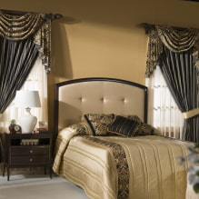 Lambrequins for the bedroom: types, forms of drapery, choice of fabric, design, color-3