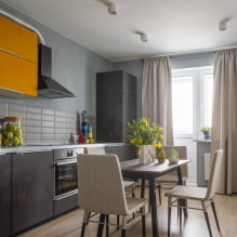 Tende in cucina con una porta del balcone - opzioni di design moderno-0