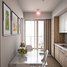 Cortinas para a cozinha com uma porta da varanda - opções de design moderno-5