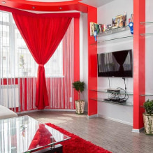 Rideaux rouges à l'intérieur: types, tissus, design, combinaison avec papier peint, décoration, style-0