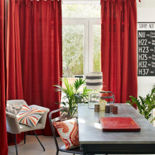 Rideaux rouges à l'intérieur: types, tissus, design, combinaison avec du papier peint, décoration, style-5
