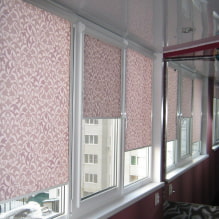Bir balkon veya bir sundurmada haddelenmiş perdeler: türleri, malzemeleri, rengi, tasarımı, sabitleme-1