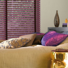 Les persianes al dormitori: característiques de disseny, tipus, materials, color, combinacions, foto-1