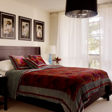 So wählen Sie einen Tüll im Schlafzimmer: Typen, Stoffe, Farben, Design, Kombination-3