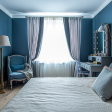 Warna biru di pedalaman: kombinasi, pilihan gaya, hiasan, perabot, langsir dan hiasan-1