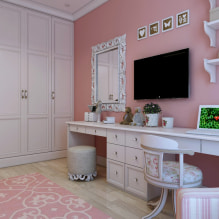 Odanın pembe iç kısmı: kombinasyon, stil seçimi, dekorasyon, mobilya, perde ve dekor-3