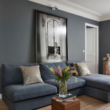 Canapé gris à l'intérieur: types, photos, design, combinaison avec papier peint, rideaux, décoration-2