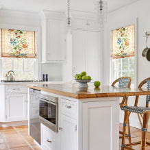 Römische Vorhänge in der Küche: Ansichten, Design, Farben, Kombination, Dekor-3