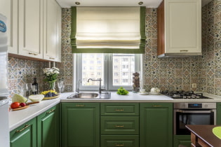 Rimske zavjese u kuhinji: pogledi, dizajn, boje, kombinacija, dekor