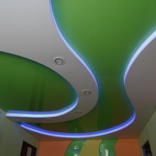 Visoki rastezljivi strop: pogledi na dizajn, oblik, materijal, dizajn, boju, fotografiju u unutrašnjosti-4