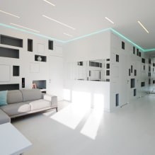 Photo des plafonds en plaques de plâtre pour le hall: à un niveau, à deux niveaux, design, éclairage-5