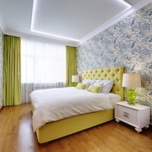 Yatak odası için alçıpan tavanlar: fotoğraf, tasarım, şekil ve tasarım türleri-2