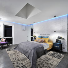 Sostres de paret sec del dormitori: foto, disseny, tipus de formes i dissenys-7
